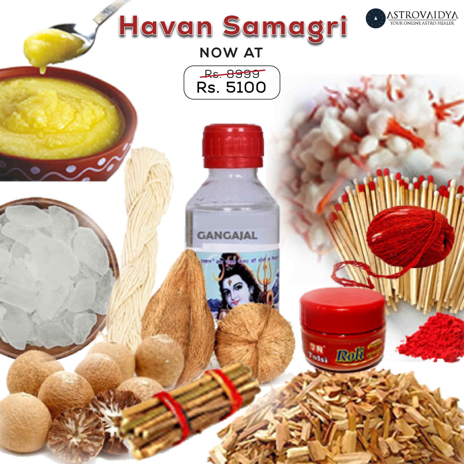 KULIA® Havan Samagri Agnihotra Kit Articoli Religiosi Indiani